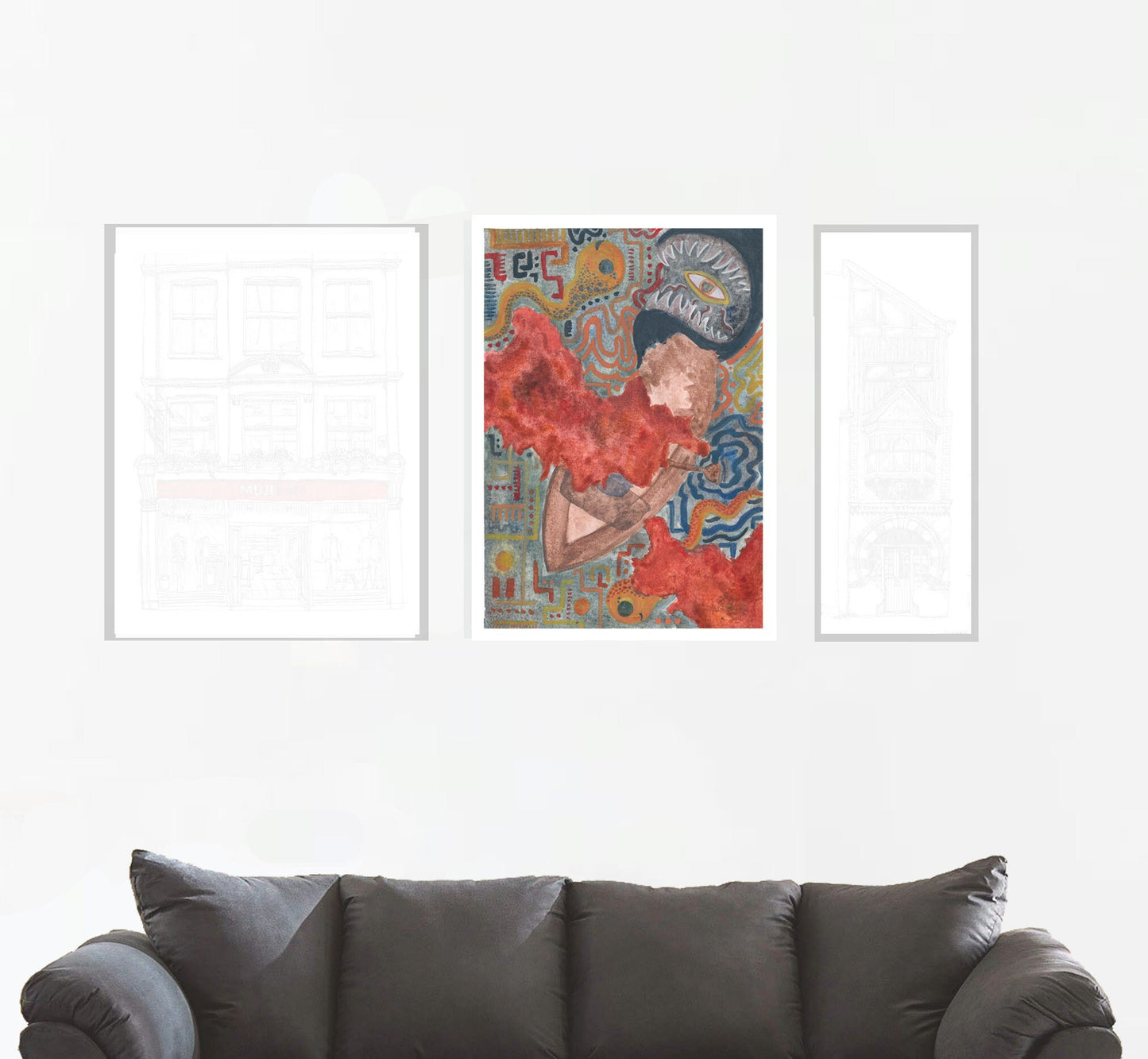 Surrealist Fantasy Boat Art print, River landscape, Home Decor, Gifts for her, Sailing towards eternity