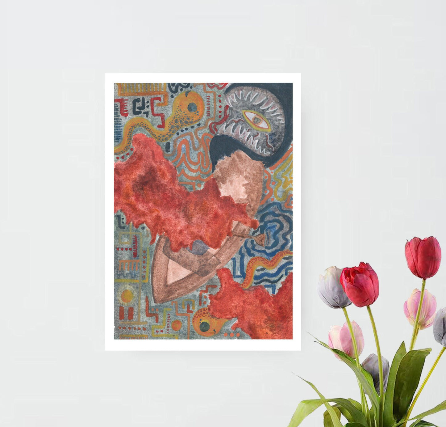 Surrealist Fantasy Boat Art print, River landscape, Home Decor, Gifts for her, Sailing towards eternity