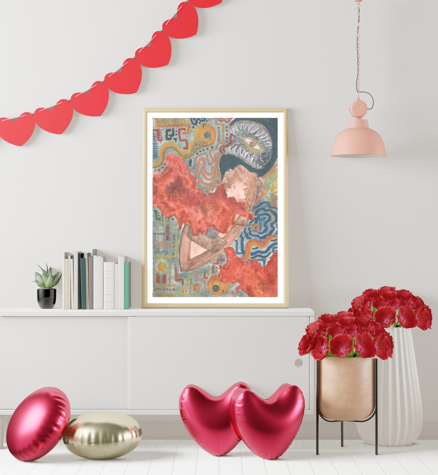 Surrealist Fantasy Boat Art print, River landscape, Home Decor, Gifts for her, Sailing towards eternity