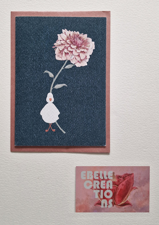 Pink Dahlia Duck Card