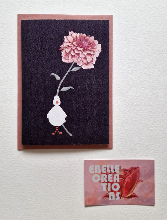 Pink Dahlia Duck Flower card