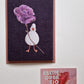 Duck with pink rose card