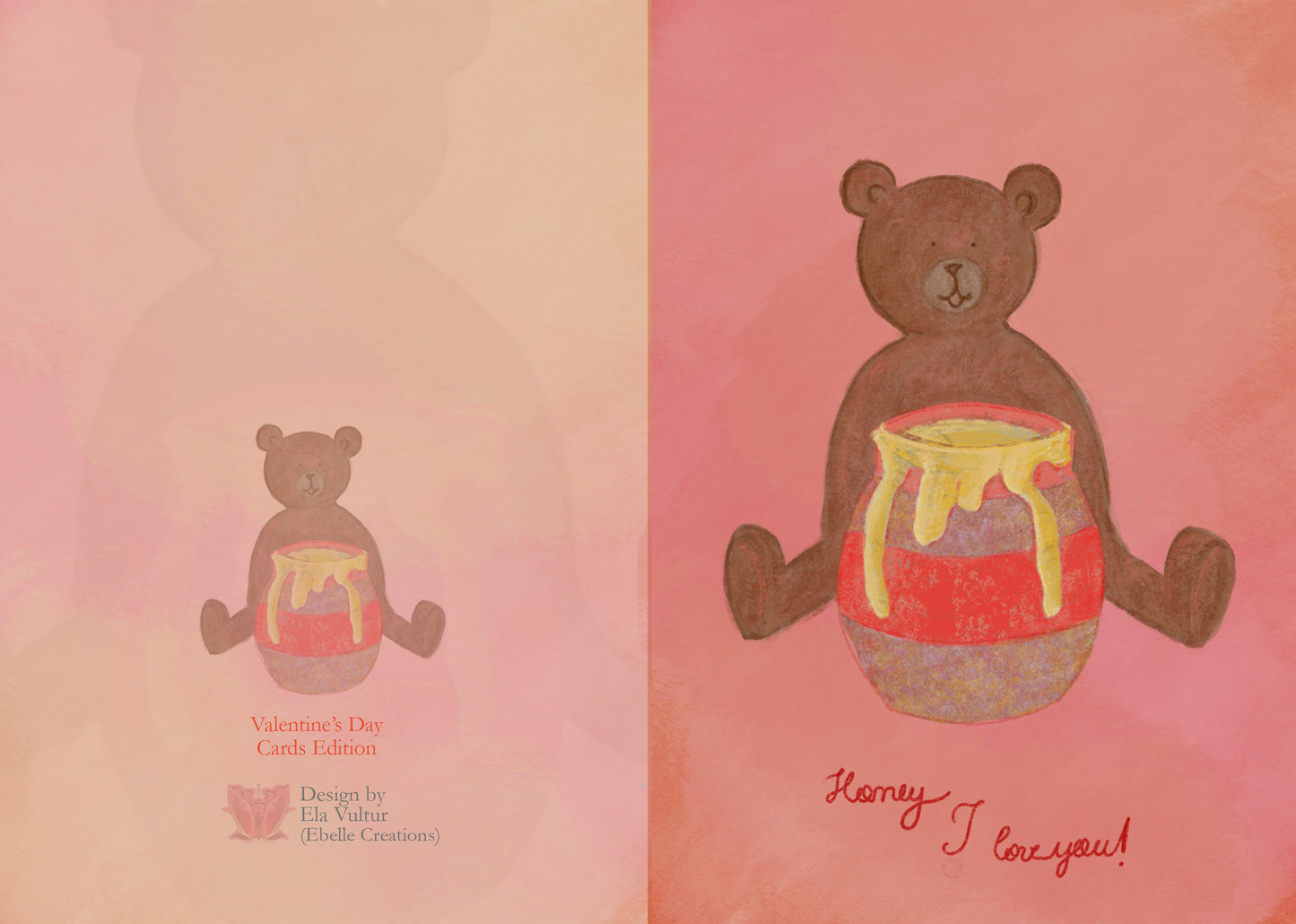 Cute Bear holding a honey pot Valentine's Day Greeting Card A6