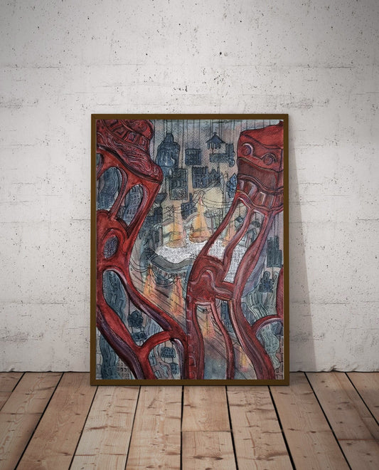 Surrealist Art print, London City Architecture, Home Decor, The Architectural performance of the afterlife
