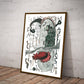 Love in an Underwater world Print, Cute surrealist wall art