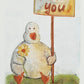 'Thank you' card with cute illustrated duck and hand-glittered embellishments